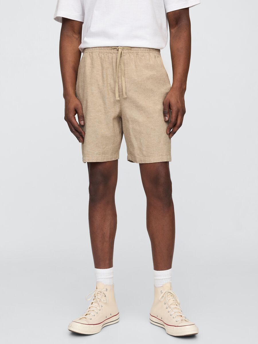 Cotton and linen blend shorts_1