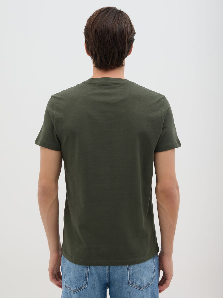 Men's Dark Green Crew Neck Fitted T-shirt_3