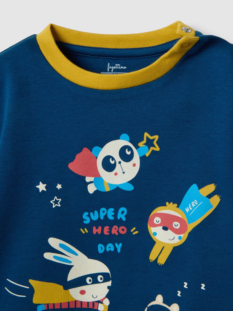 Newborn Regular Fit Multicolour Pure Cotton Pyjamas with Superheroes_2