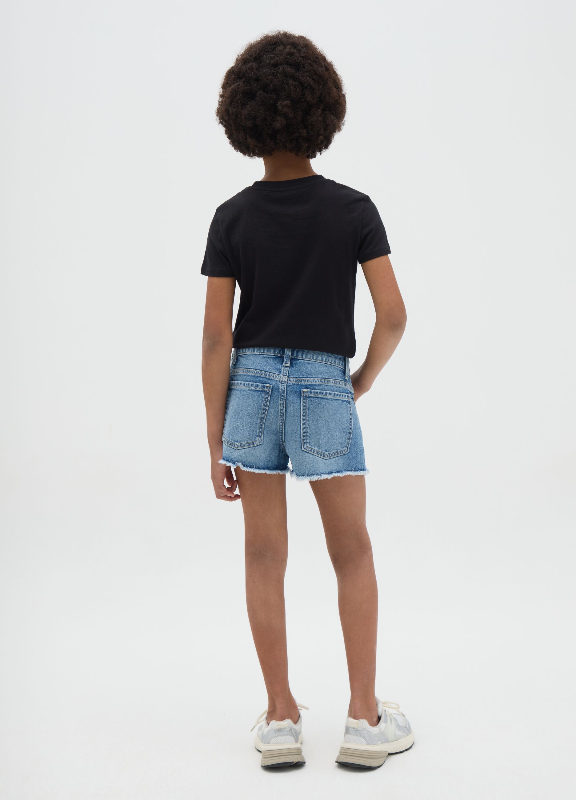 Shorts da ragazza in puro cotone denim regular fit
