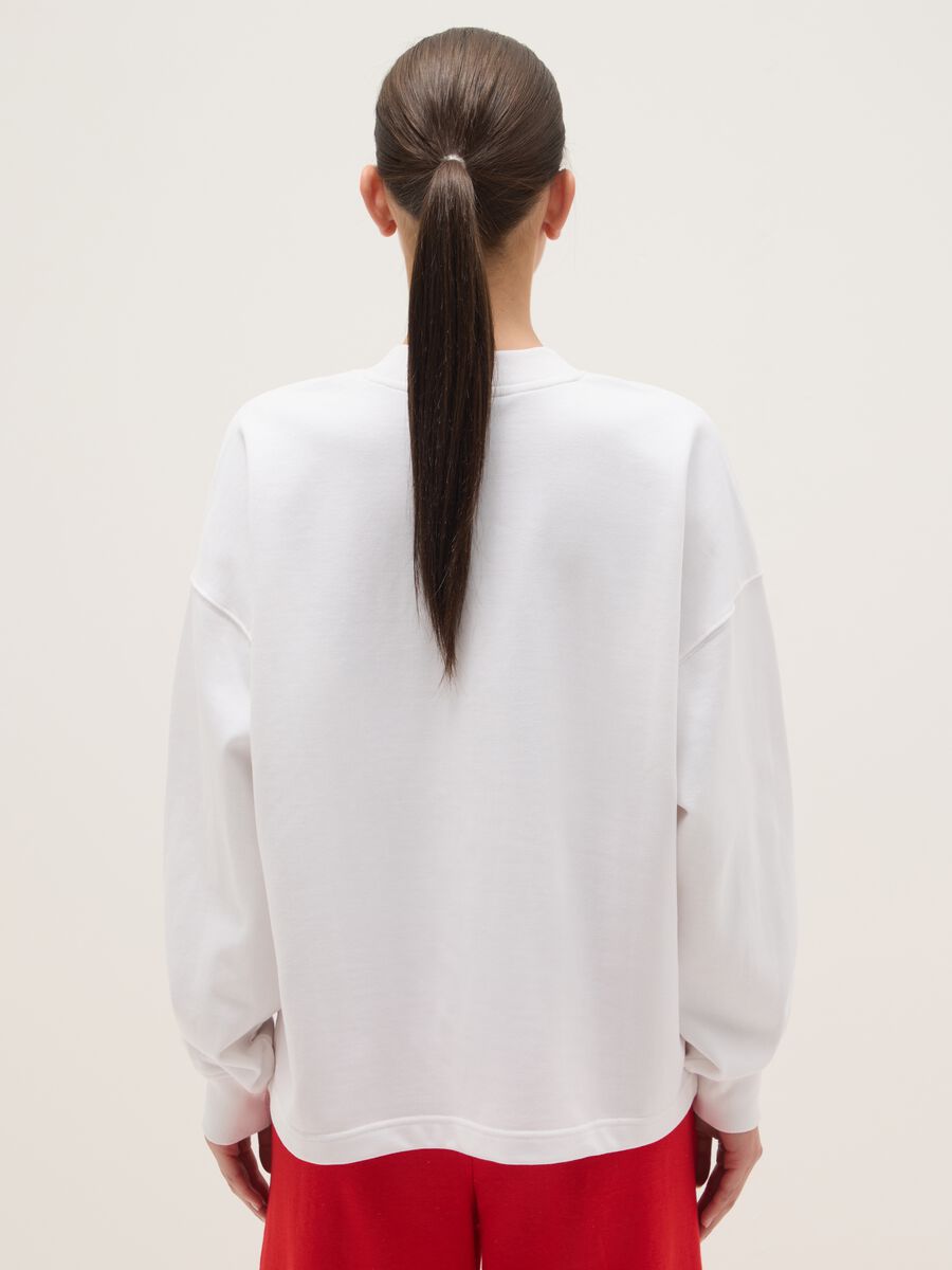 White long sleeve cotton blend regular fit top with logo_2