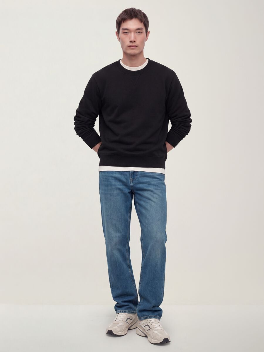 Light blue pure cotton straight-fit denim jeans_0