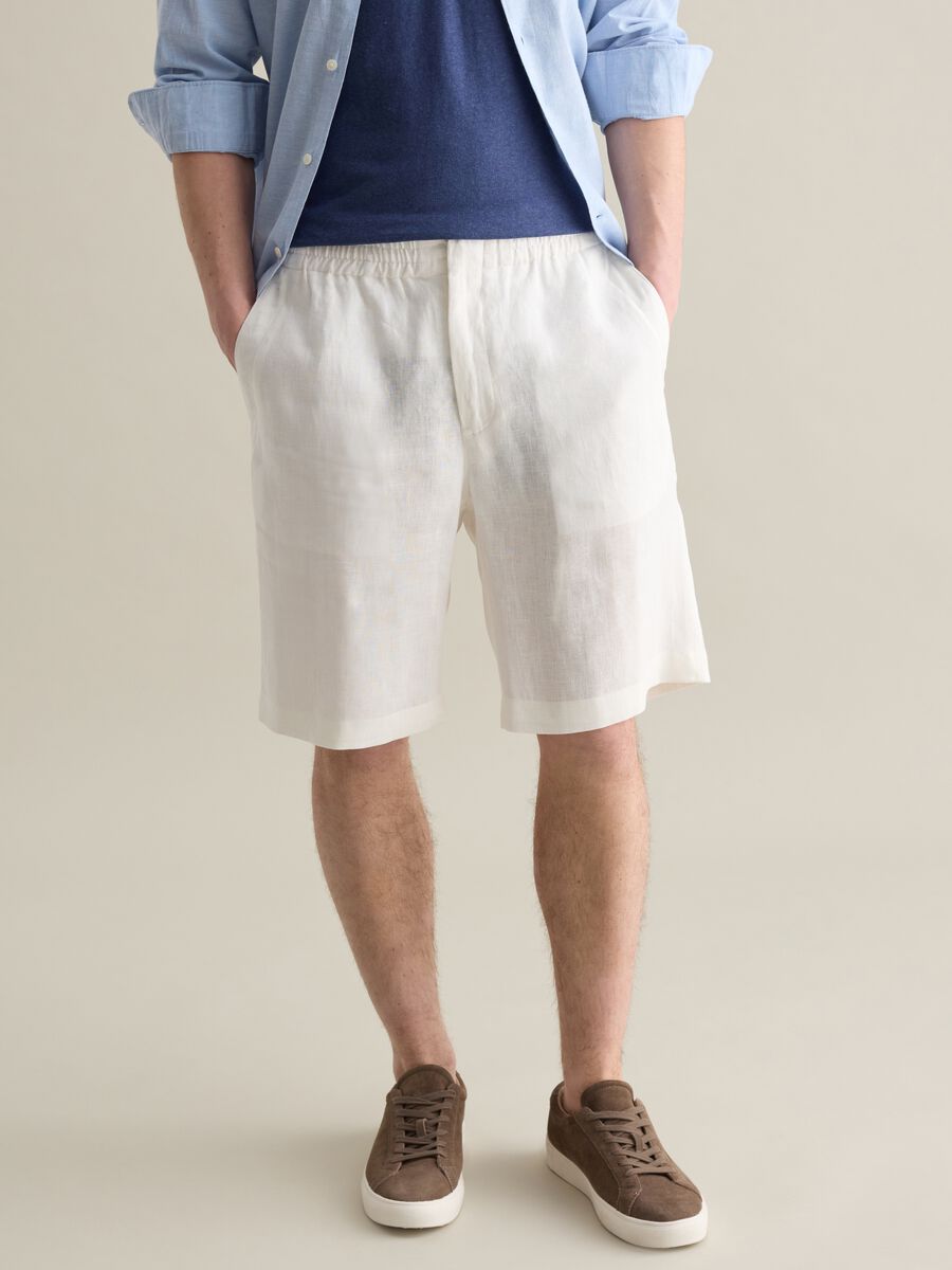 Linen Bermuda shorts with internal drawstring_1