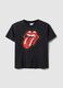 Black pure cotton regular fit T-shirt with Rolling Stones print_4