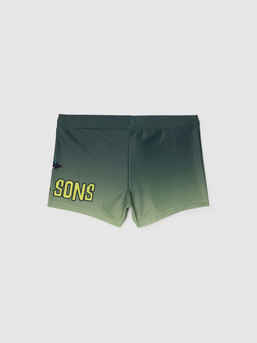 Multicolour stretch blend boys' swimsuit with shark print_1
