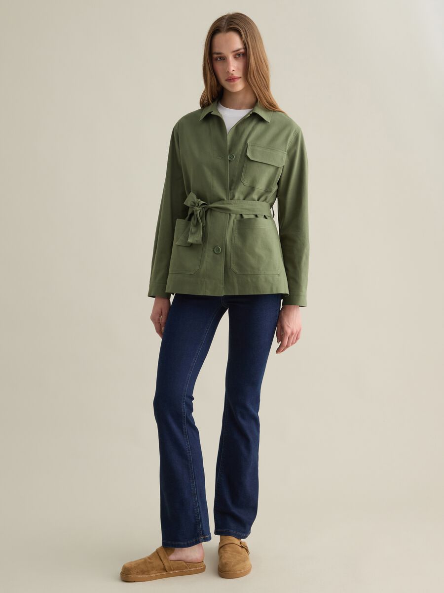Piombo Cotton and Linen Green Regular Fit Jacket_1