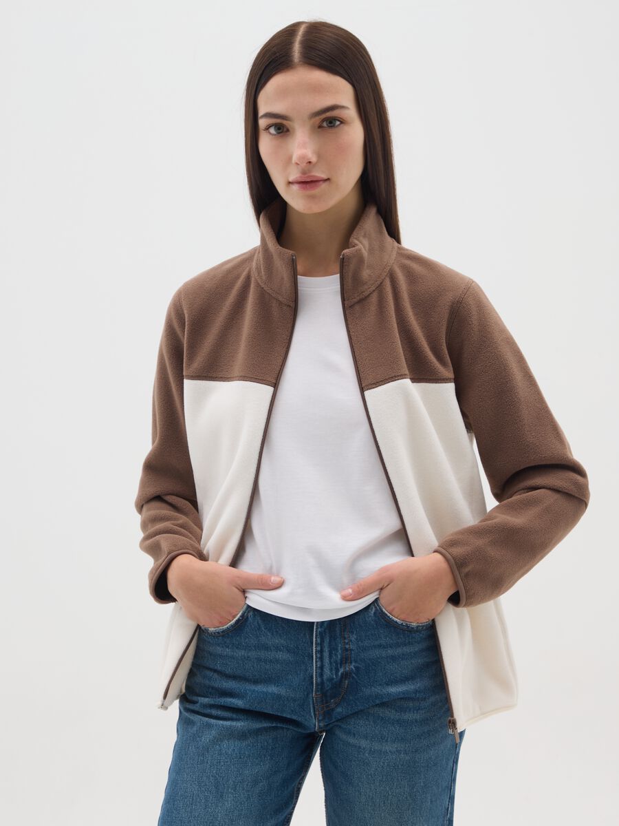 Pile multicolor vestibilità relaxed con zip_0