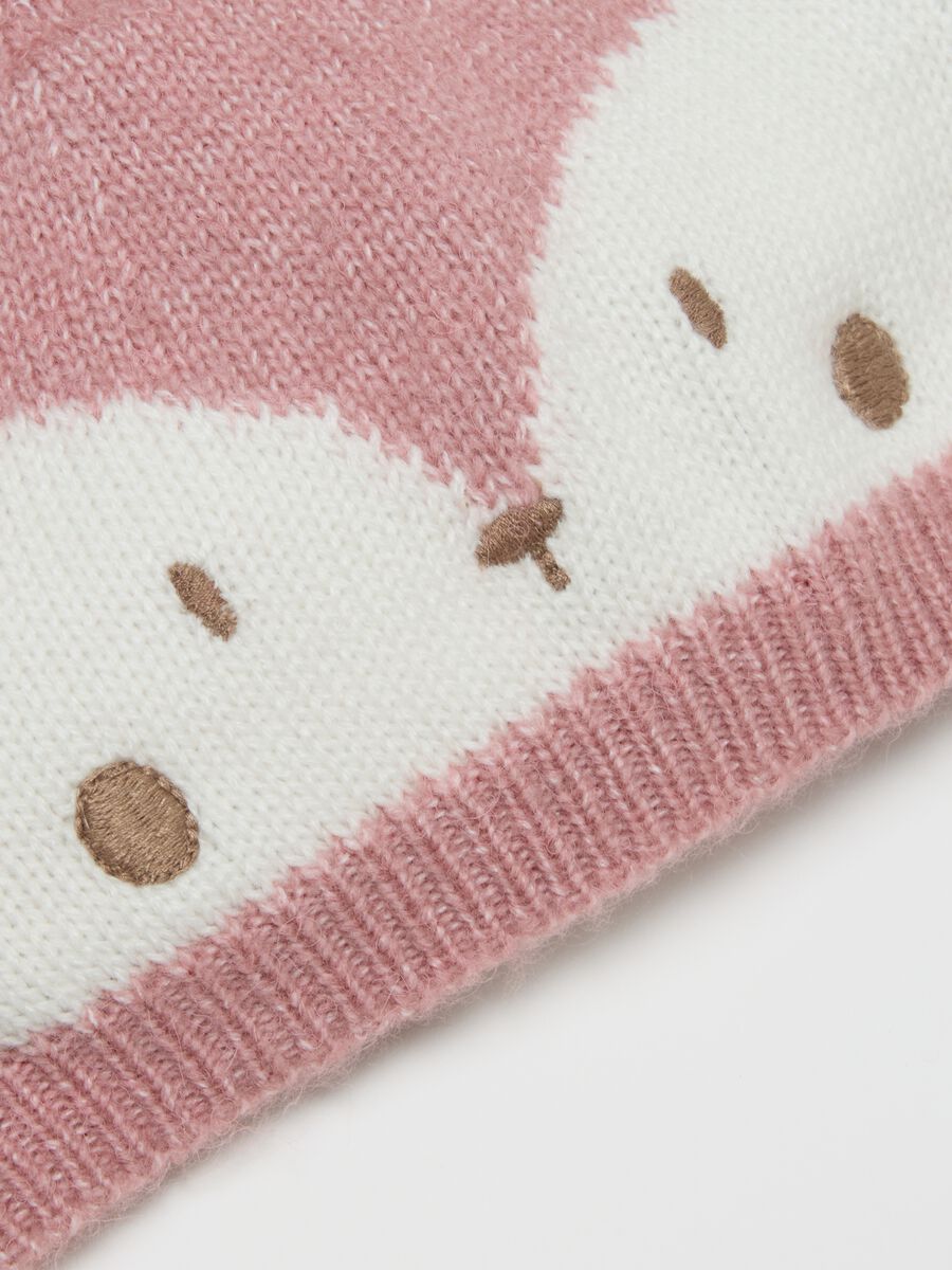 Cappello da neonata rosa con pon pon_2