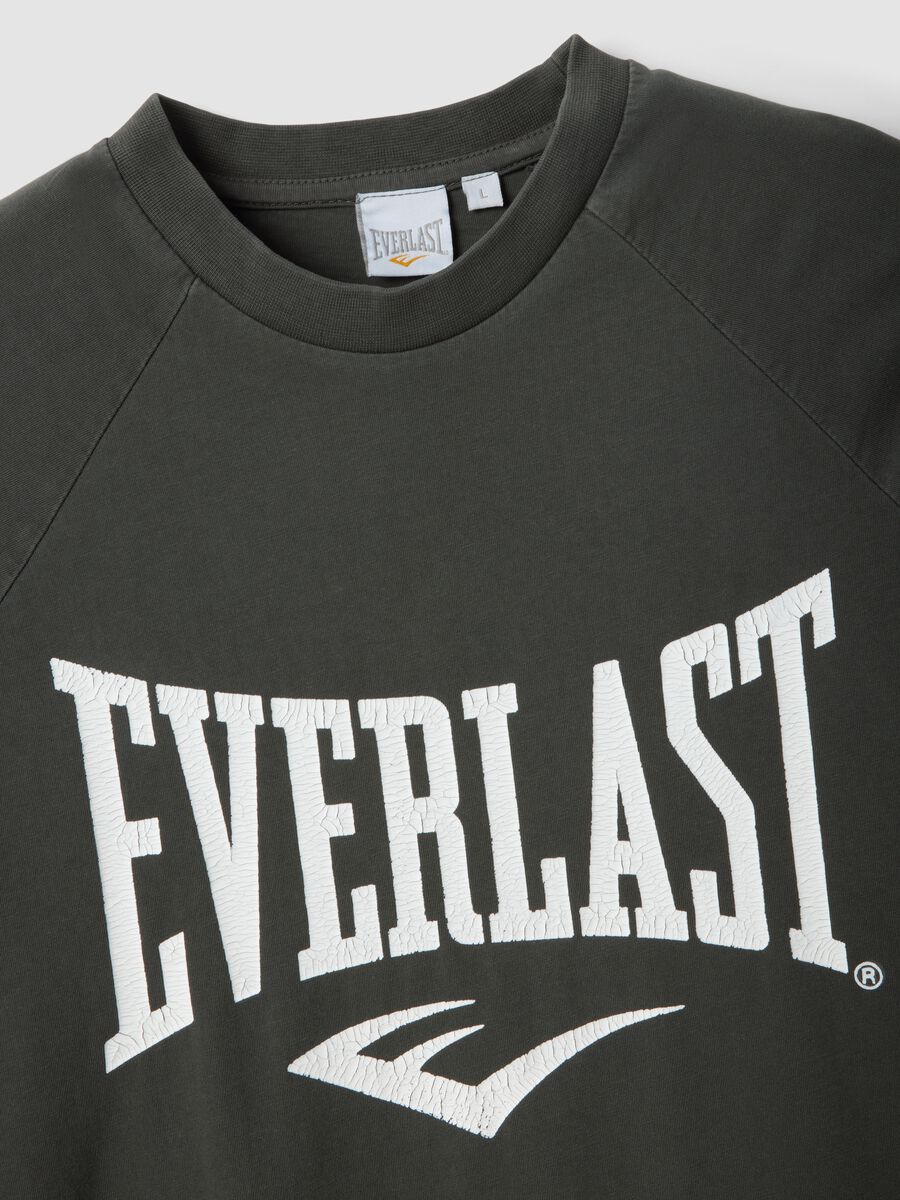 Black pure cotton regular fit t-shirt with Everlast logo_5