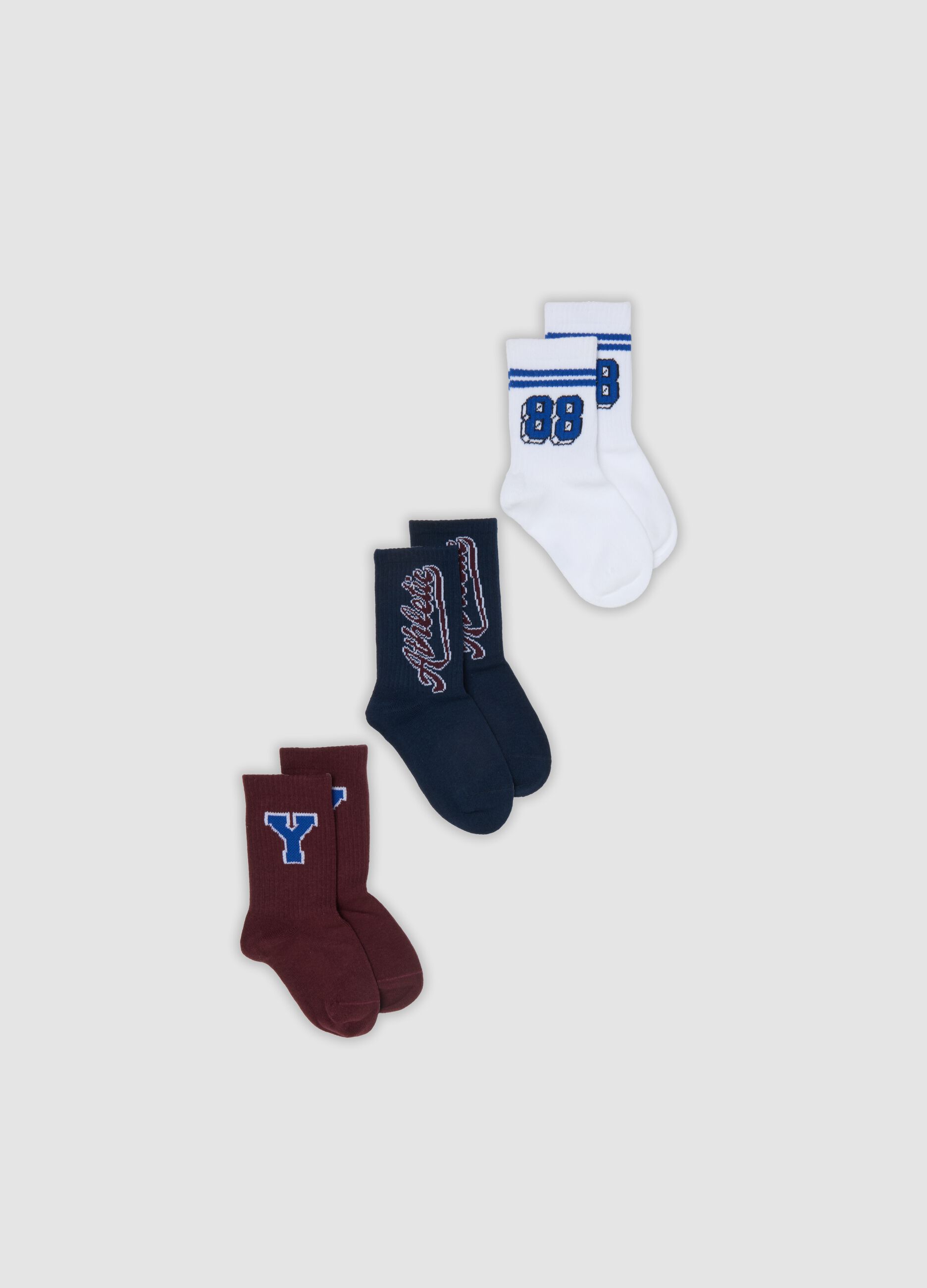 3-pack of multicolour short socks in organic stretch cotton for boys