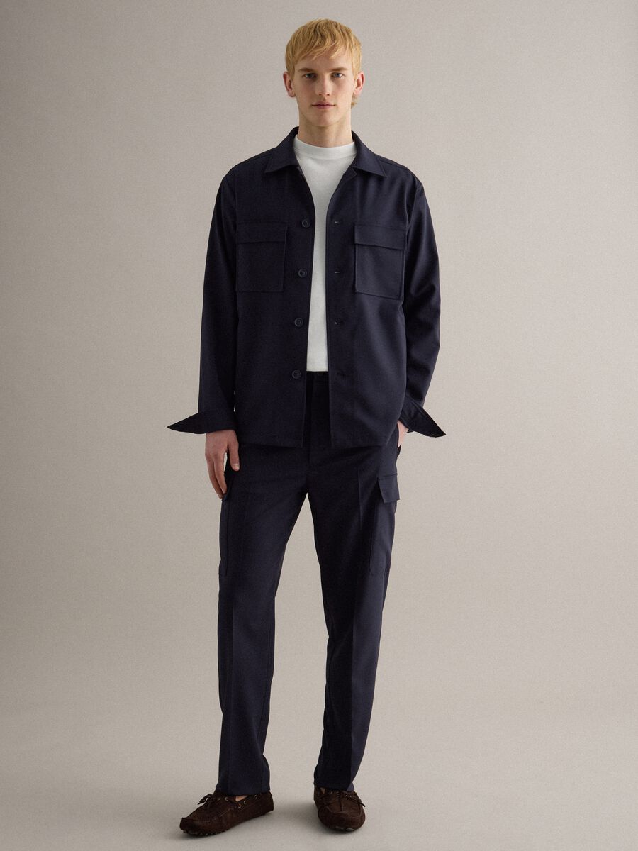 Pantaloni cargo eleganti blu regular fit_0