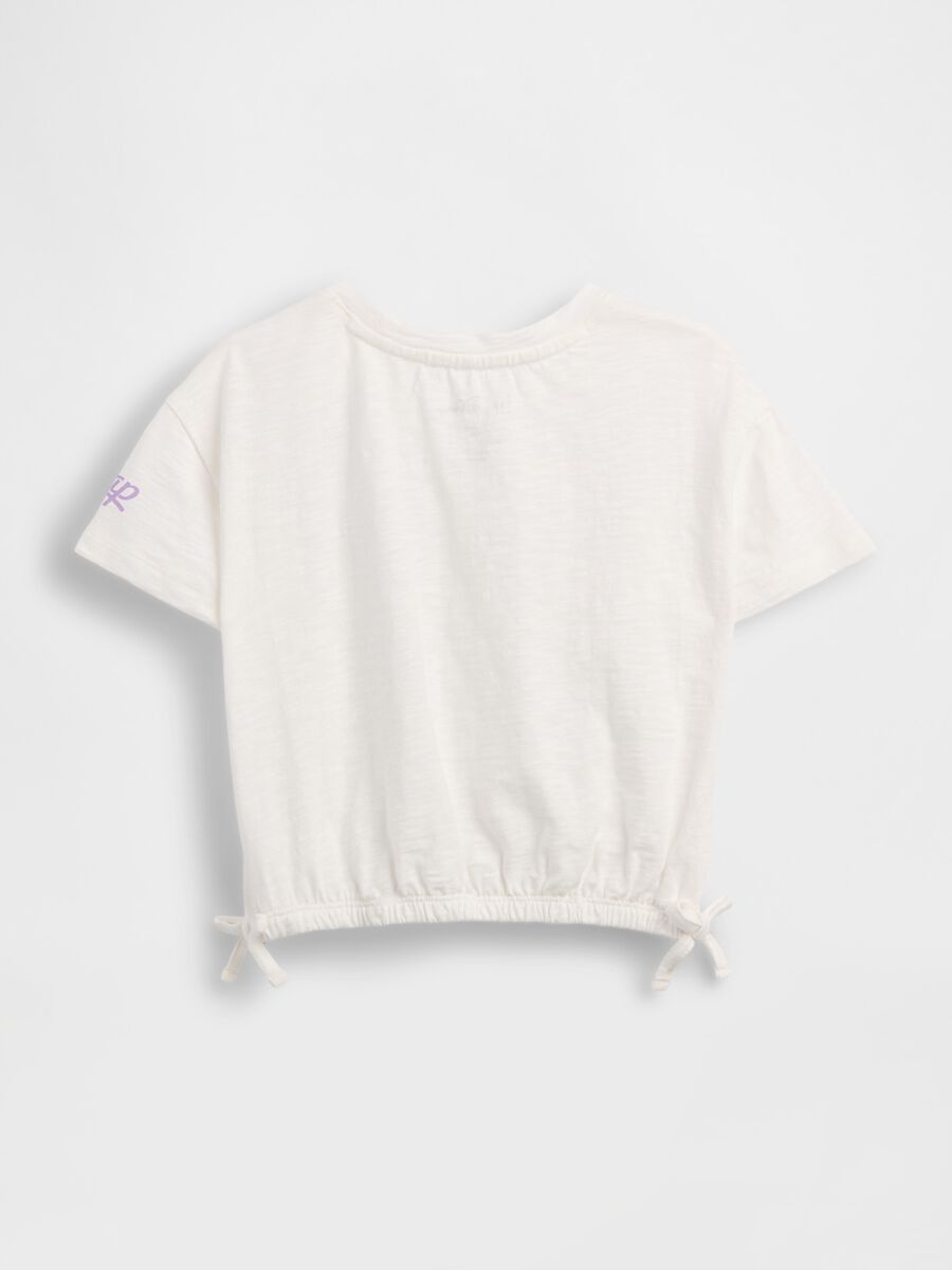 Pure cotton T-shirt with print and drawstring hem_1