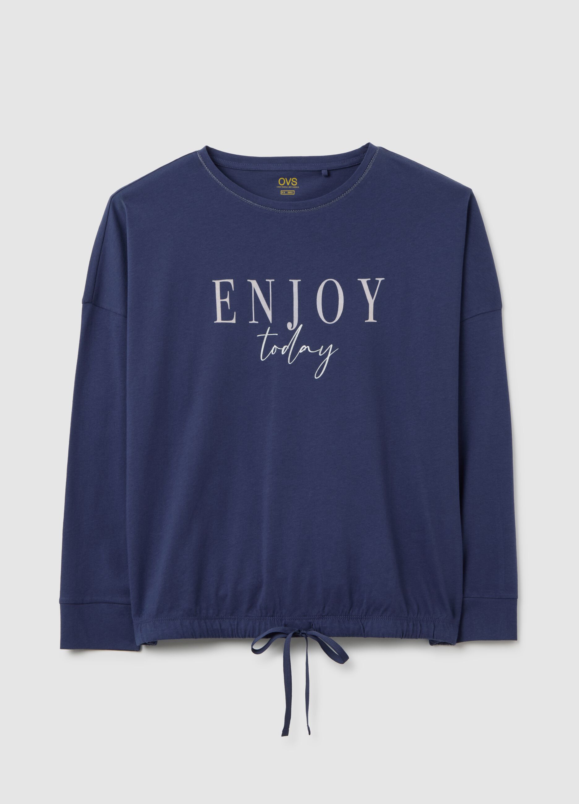 Blue Pajama Top with Inscription