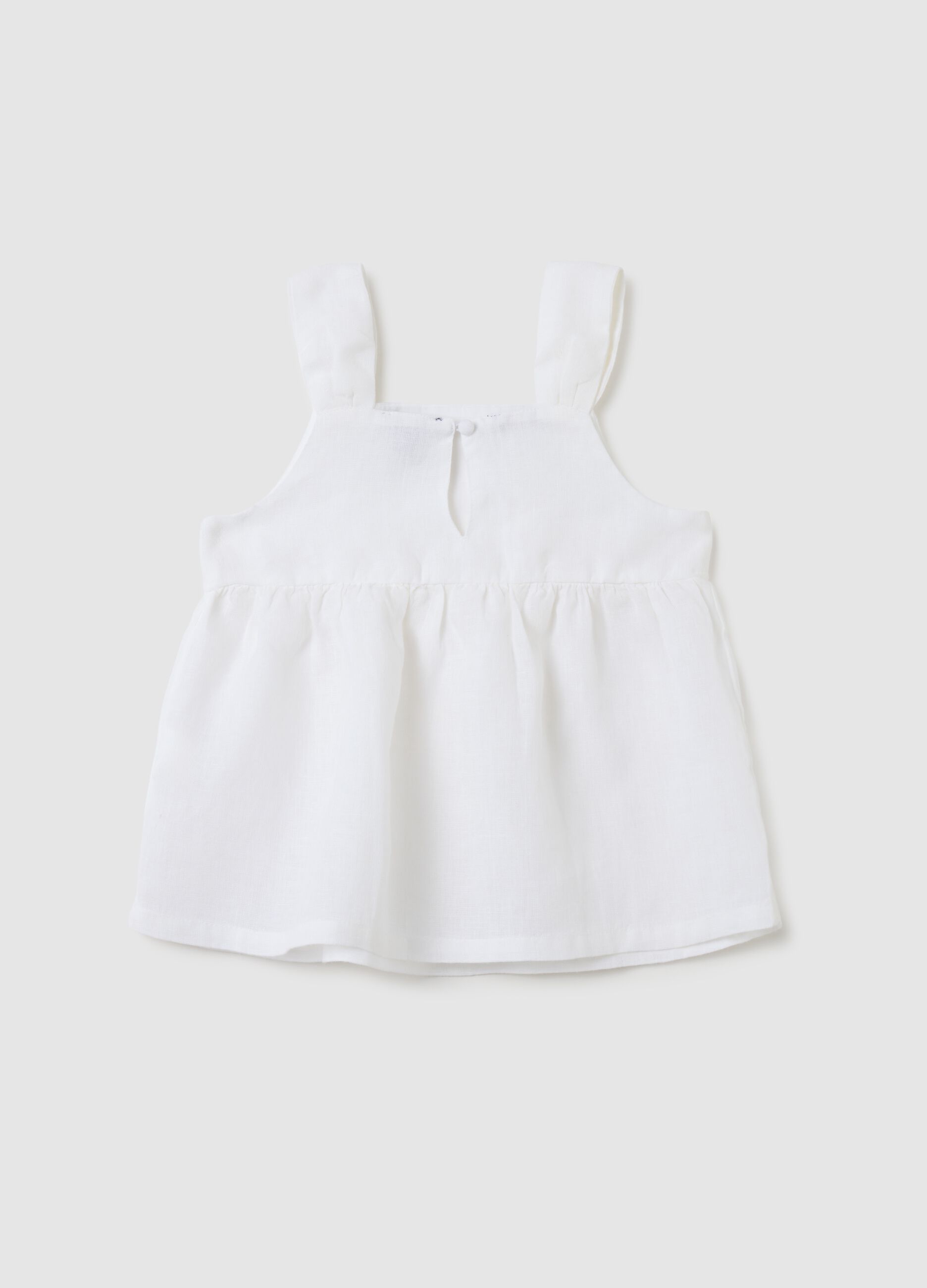 Girls' white linen top regular fit