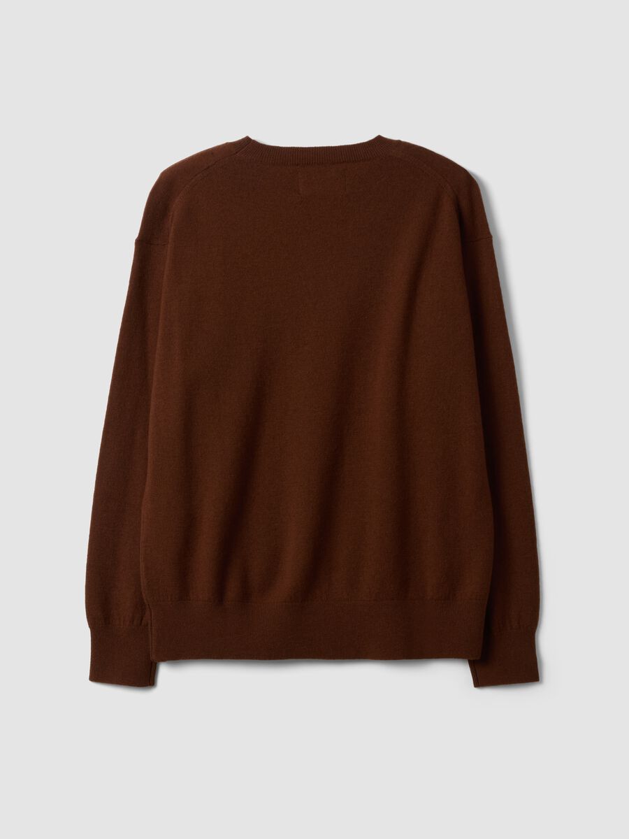 Brown pure wool crew-neck jumper with oversized fit_6