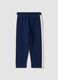 Blue organic cotton joggers with contrast side stripes_1