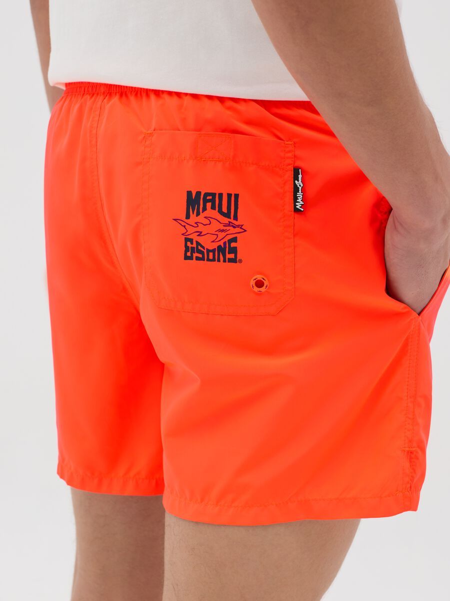 Men's Orange Maui Boxer Shorts in Fabric Blend_3