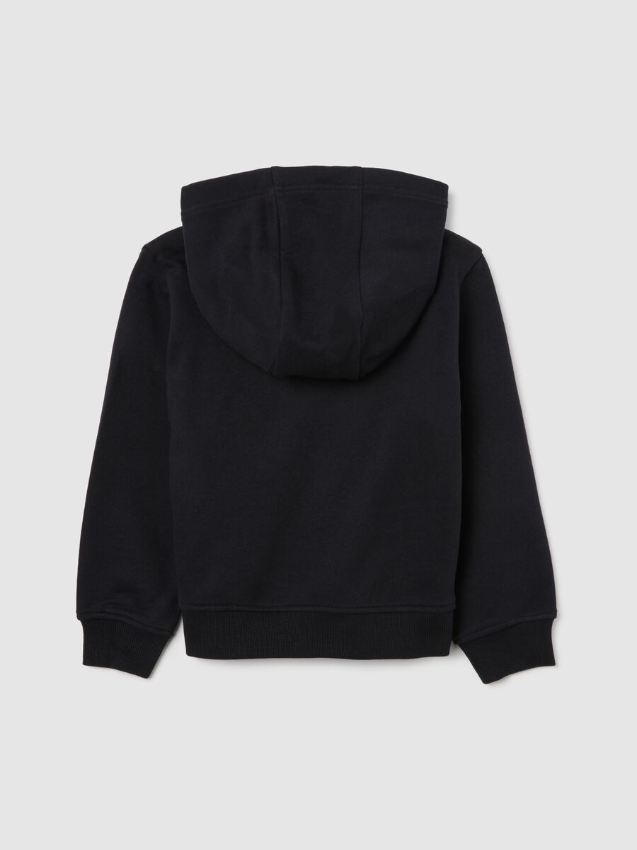 Girl's black pure cotton regular fit hoodie with zip_1