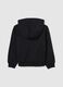 Girl's black pure cotton regular fit hoodie with zip_1