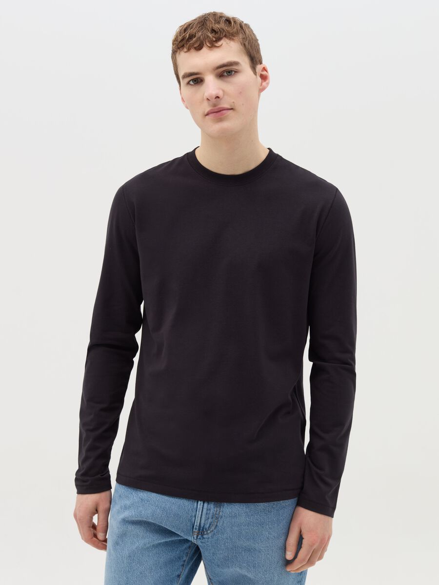 Long-sleeved T-shirt in stretch cotton_0