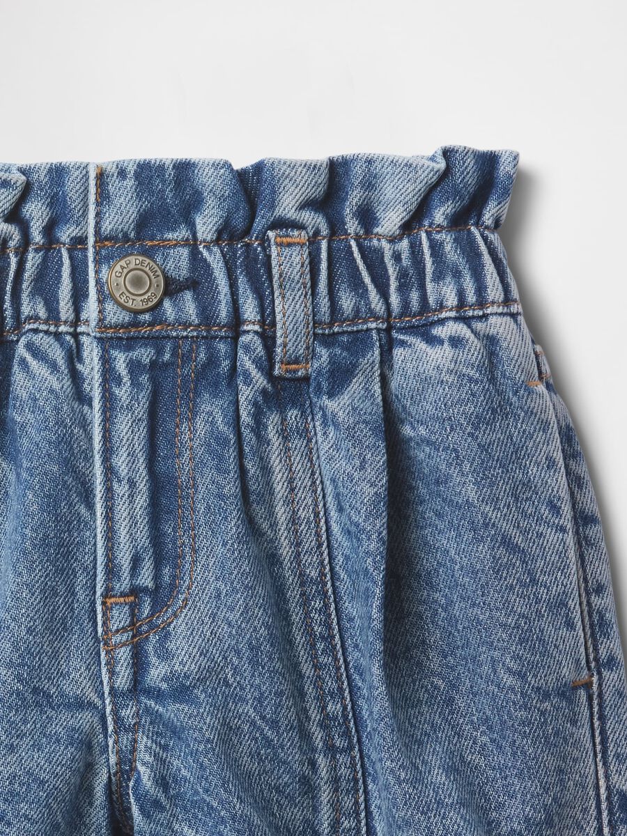 Denim shorts with pleated details for girls_3
