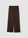 Brown wide leg linen blend trousers_4