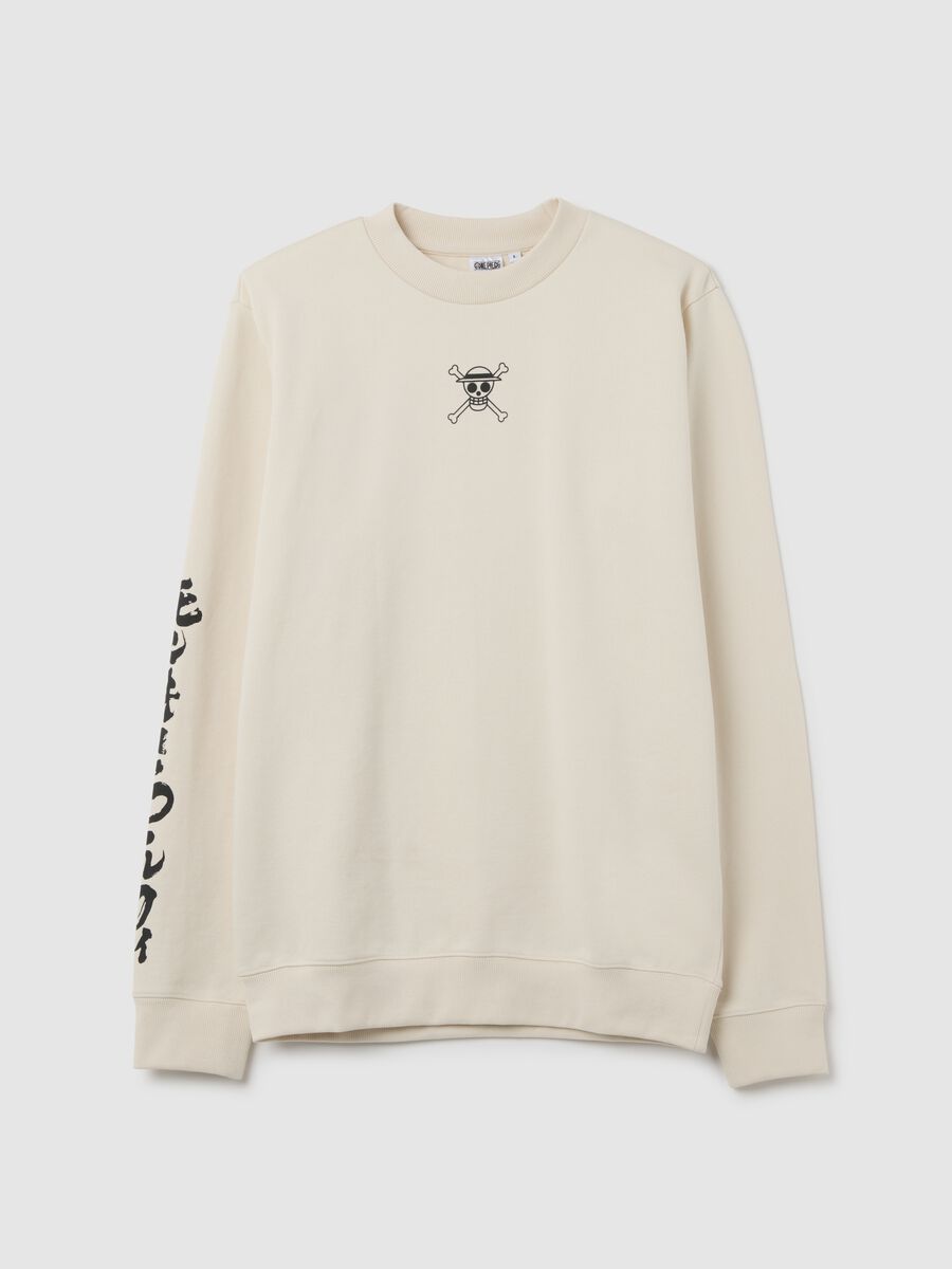 White Sweatshirt with Logo and Sleeve Print_4