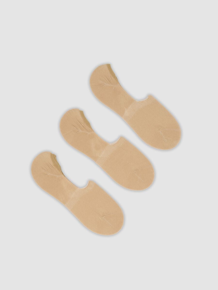 3-pack of beige invisible socks in stretchy organic cotton_0