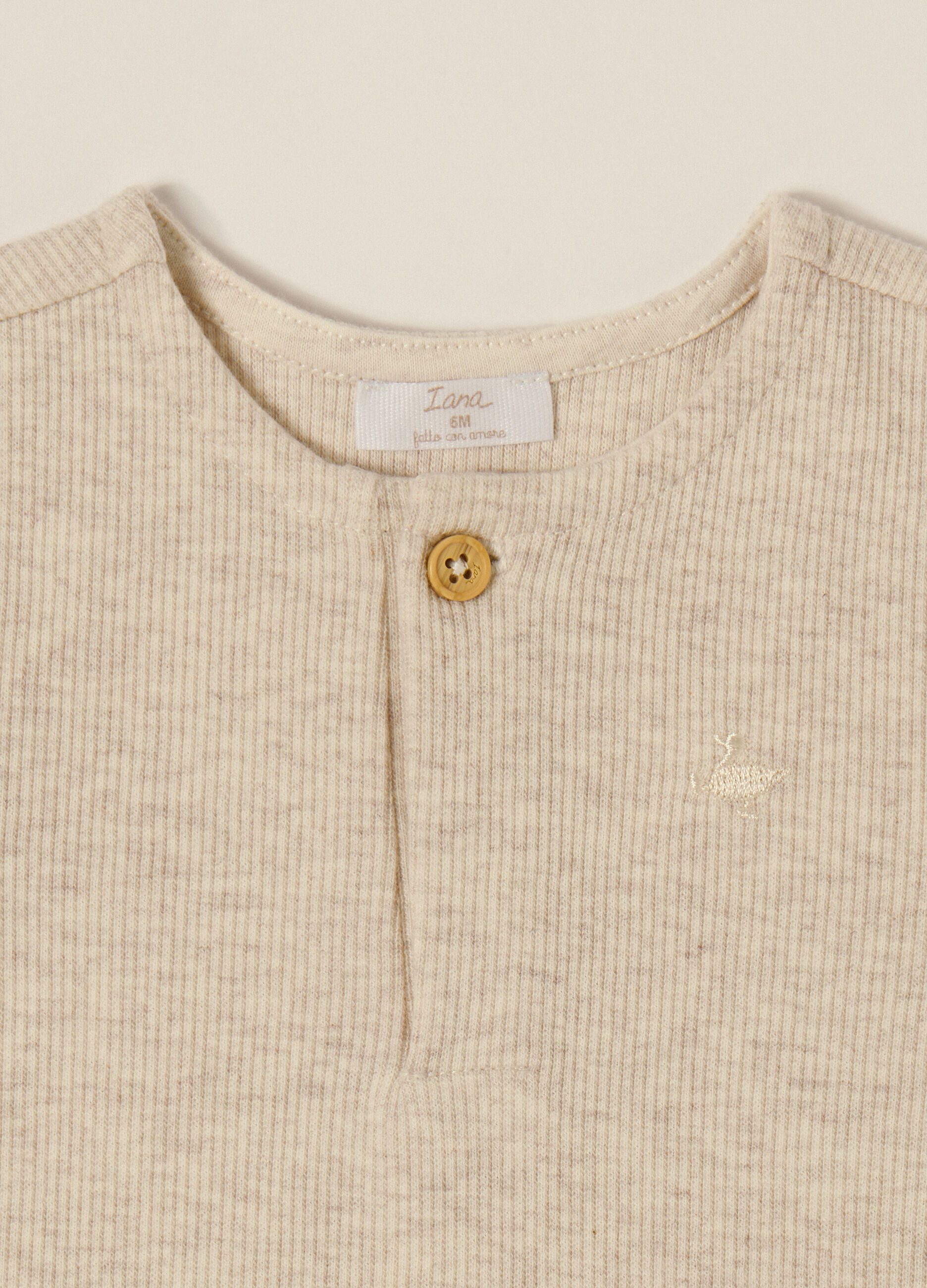 Beige bodysuit in stretch cotton blend