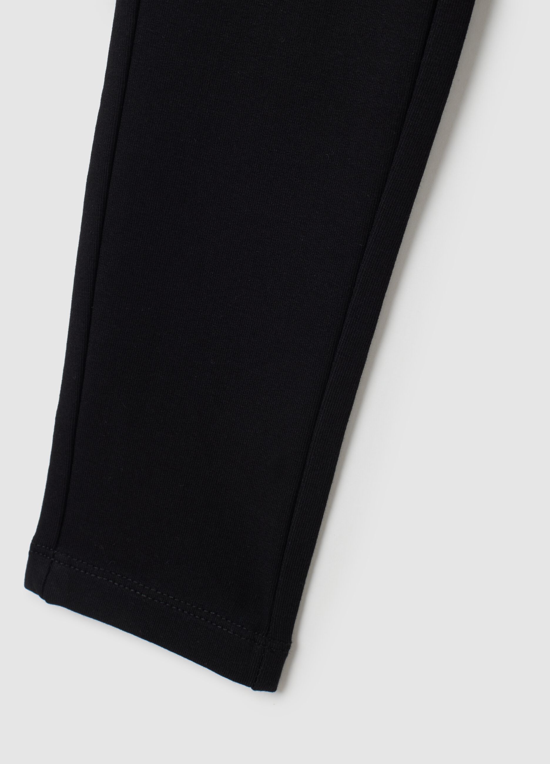 Girls' black cotton leggings regular fit