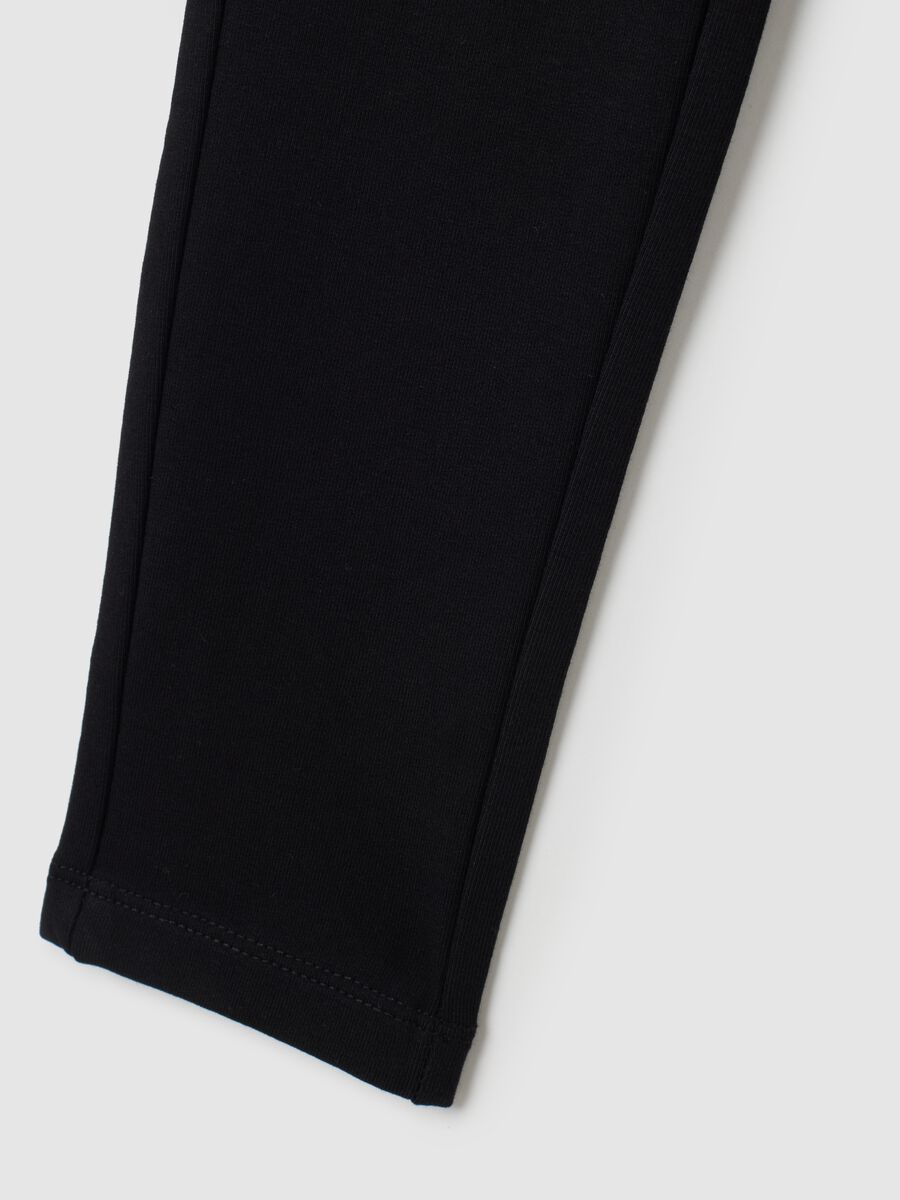 Girls' black cotton leggings regular fit_3