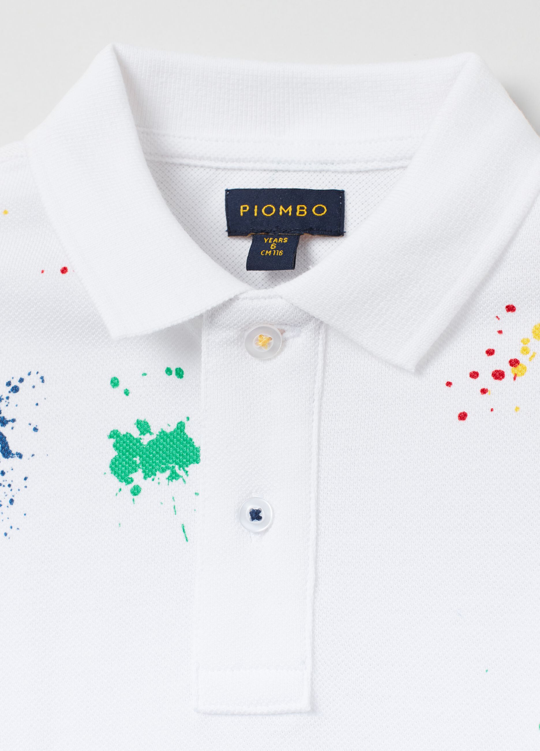 Pique polo shirt with print