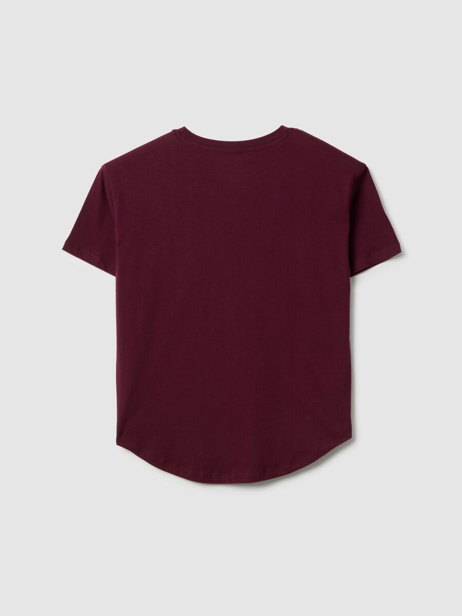 T-shirt rossa a maniche corte in puro cotone regular fit con logo_1