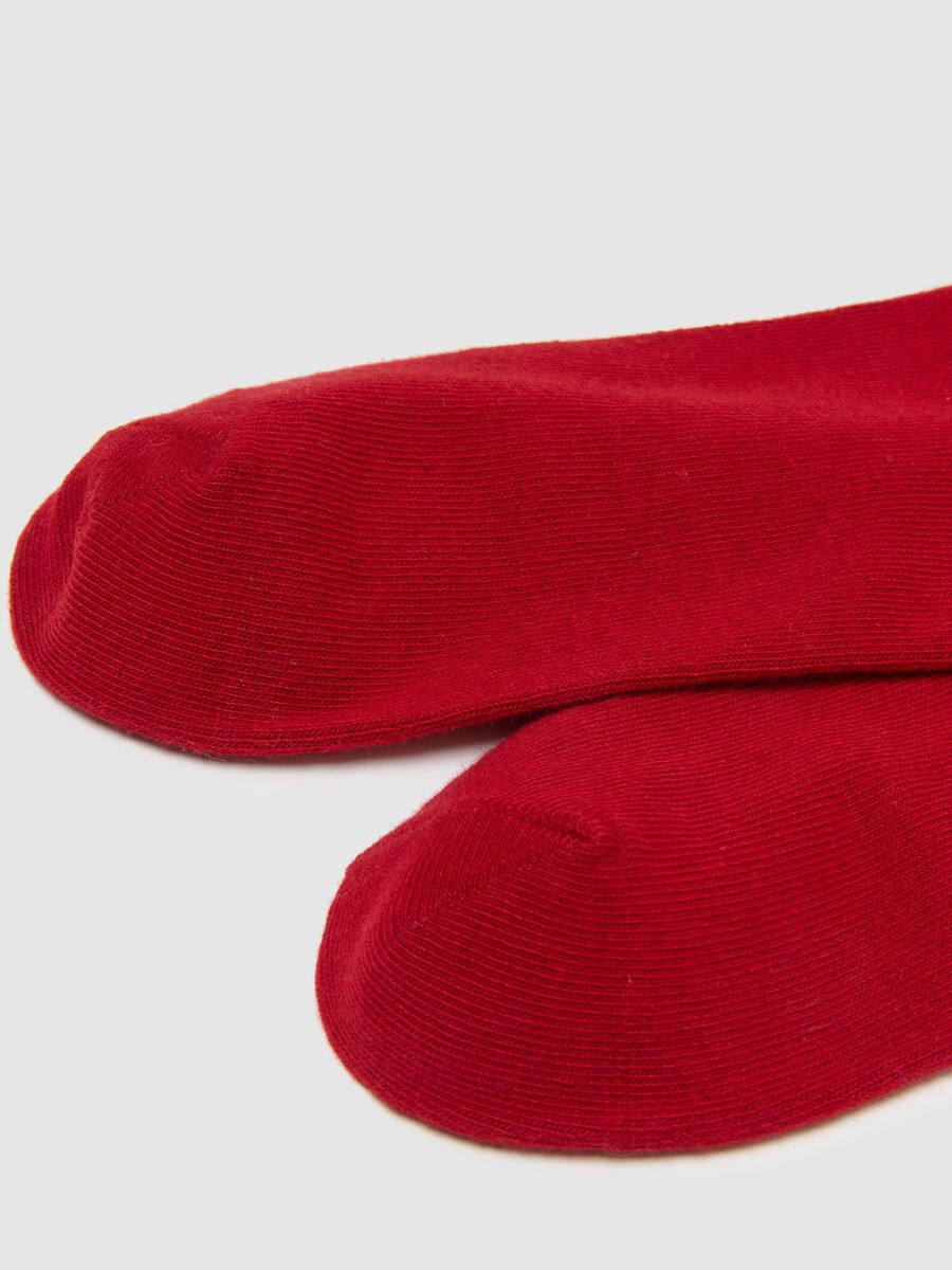 Red cotton stretch socks with Christmas embroidery_1