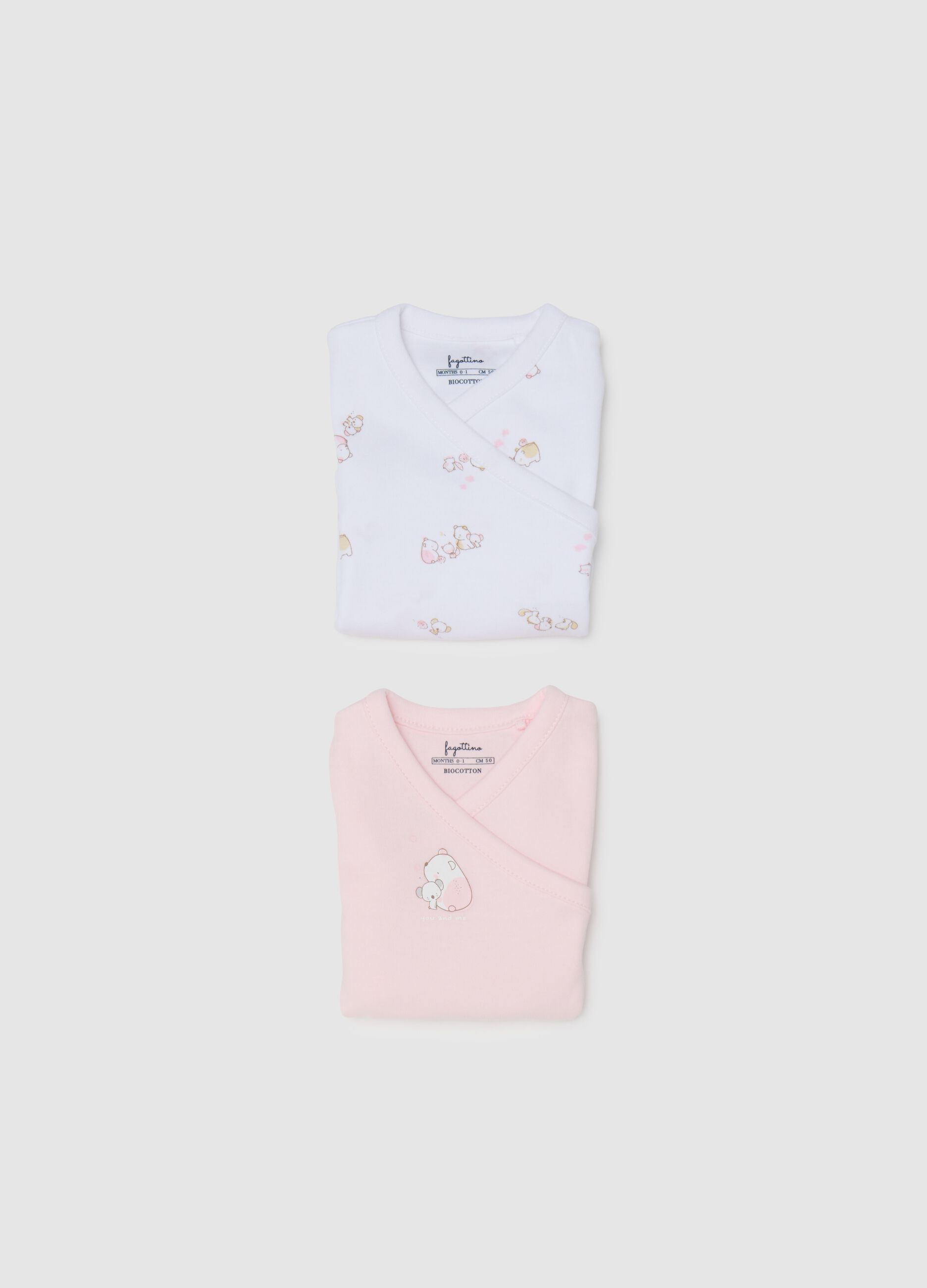 Newborn Bodysuit Twin Pack in Multicoloured Pure Cotton