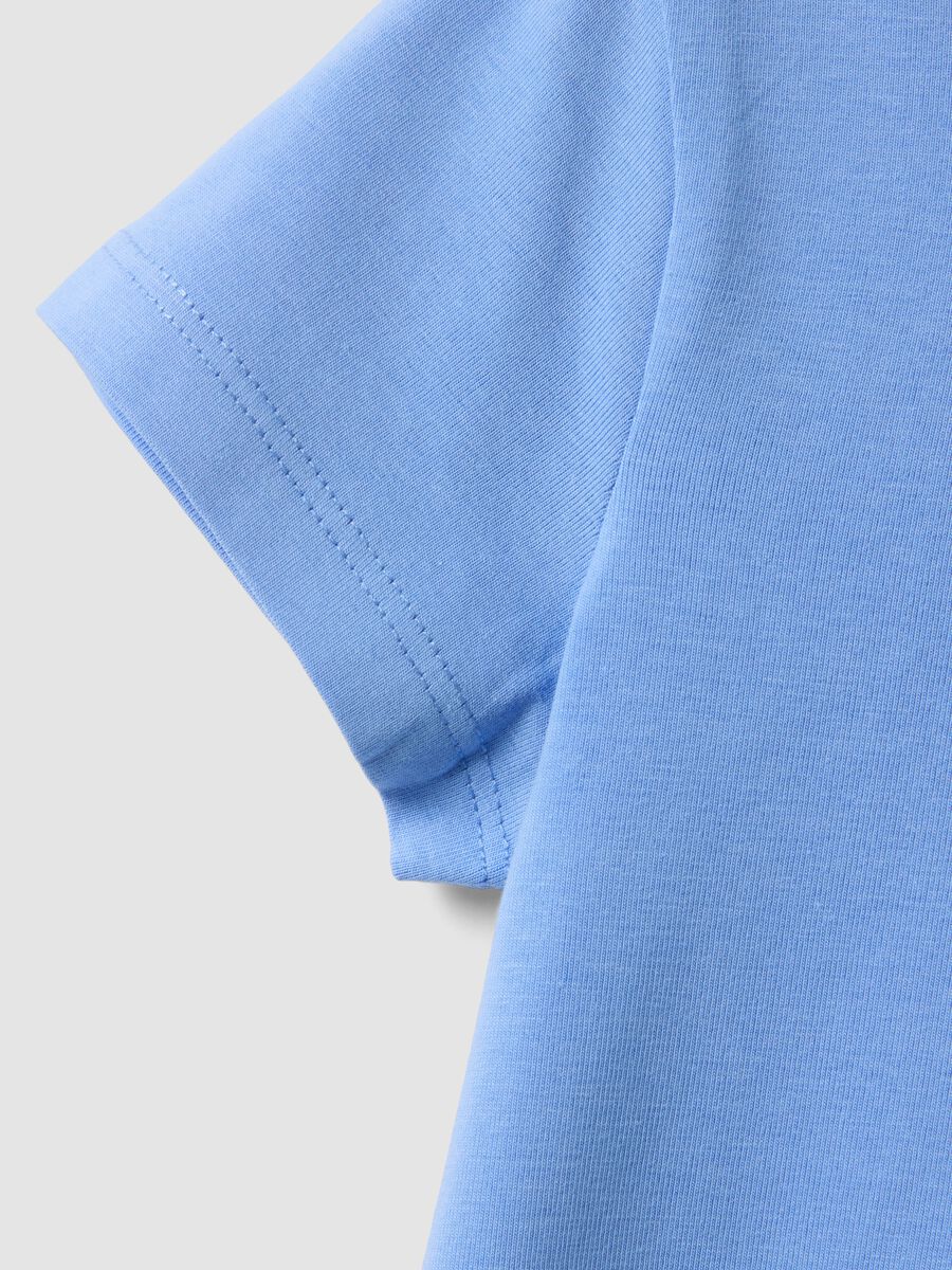 T-shirt in cotone elasticizzato azzurra da bambina regular fit_3
