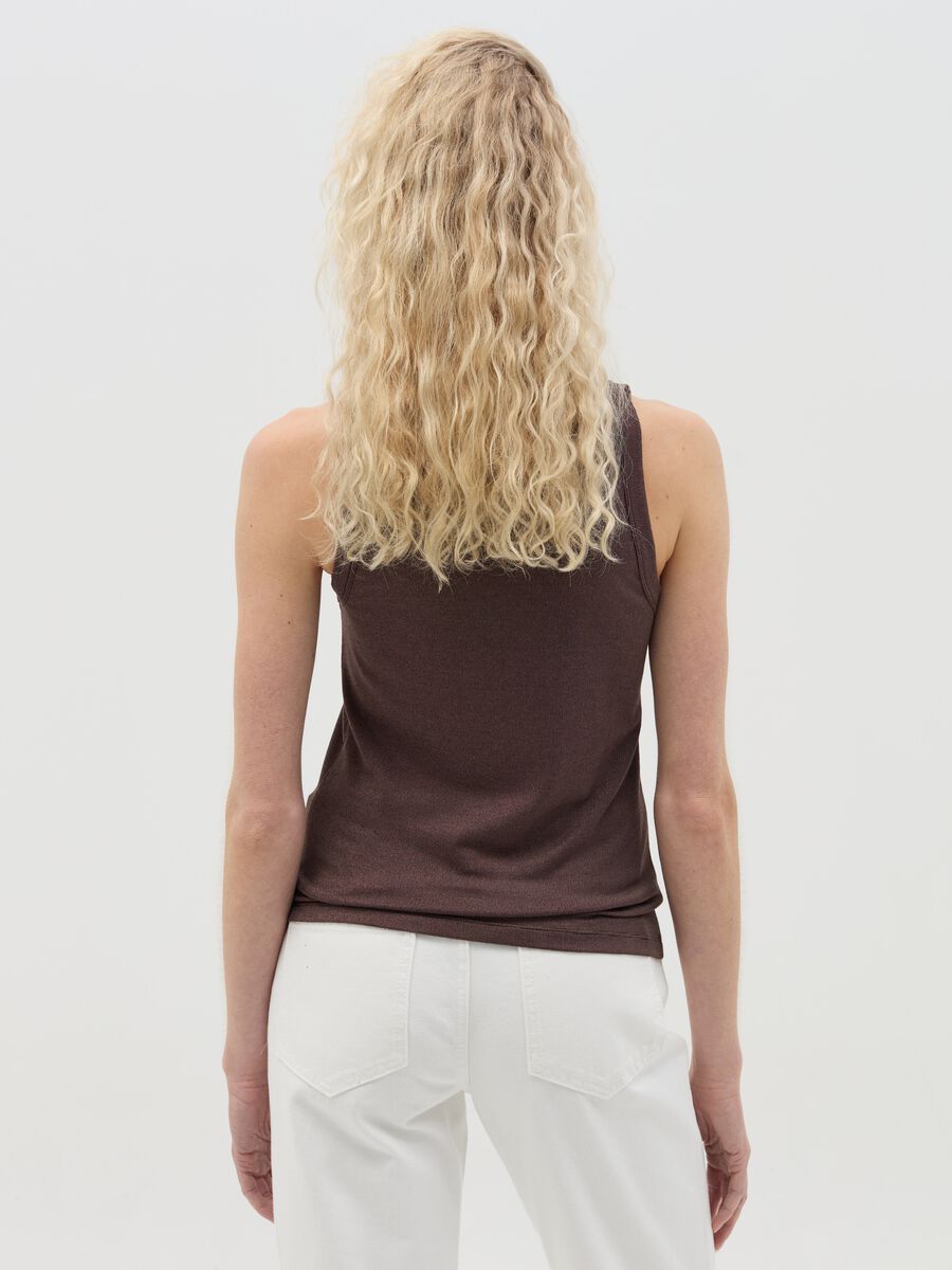 Brown tank top in lurex_3