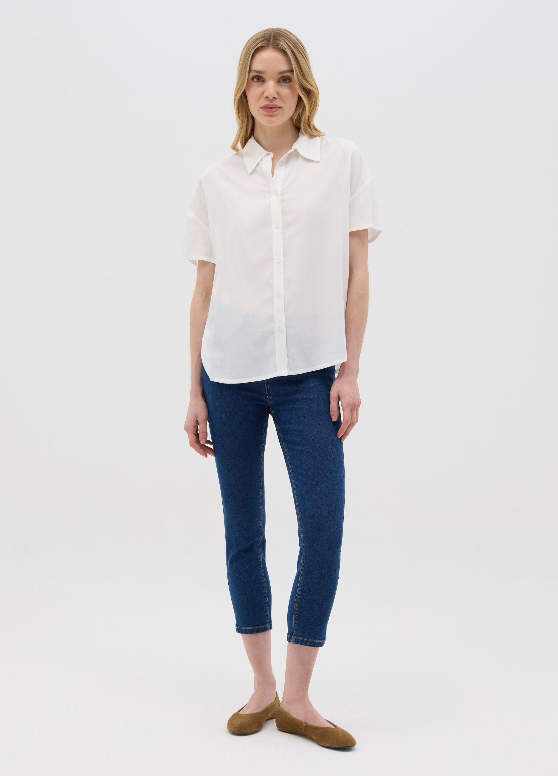 Jeans da donna in misto cotone nero skinny fit
