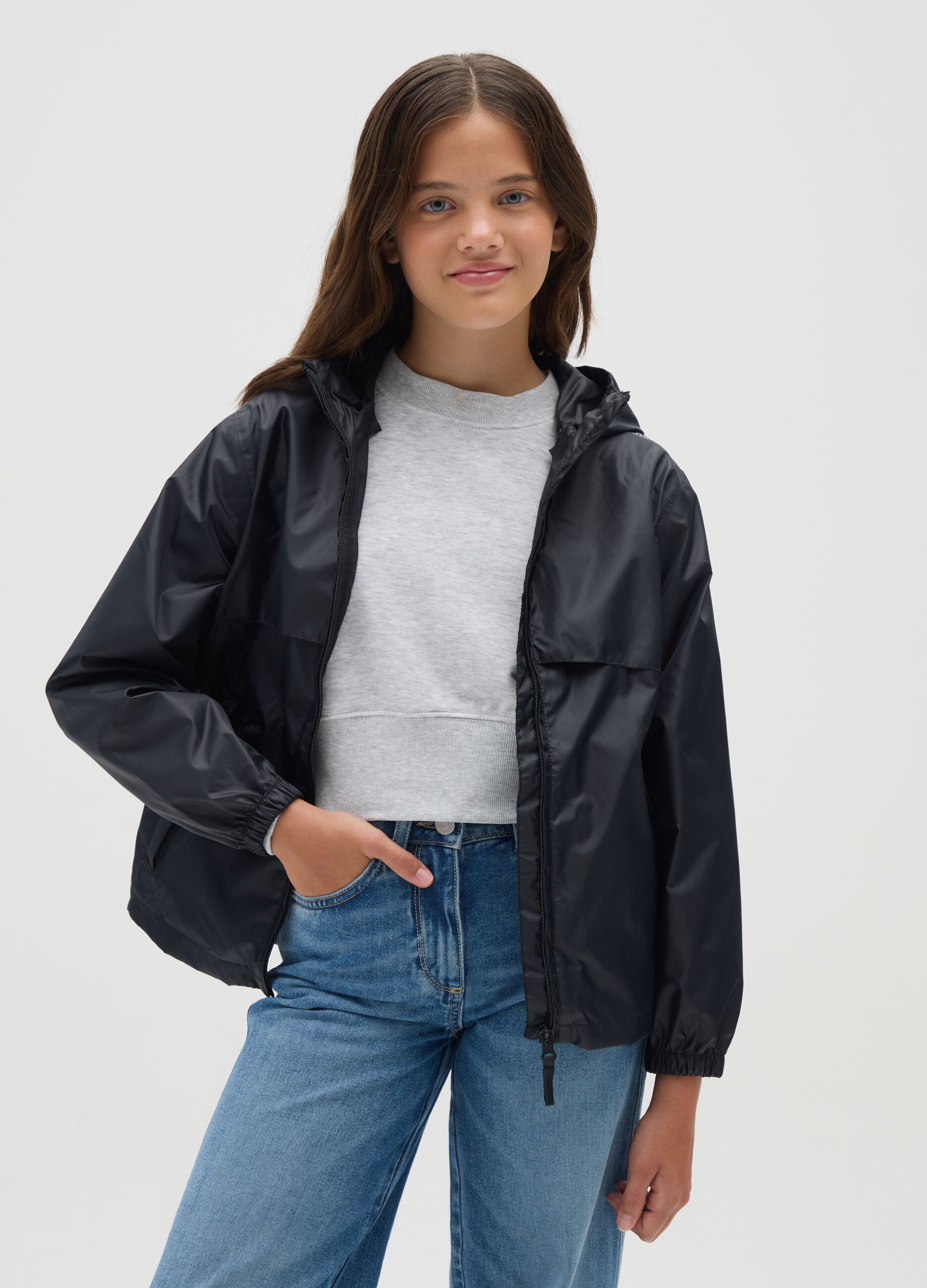 Girls' black jacket regular fit