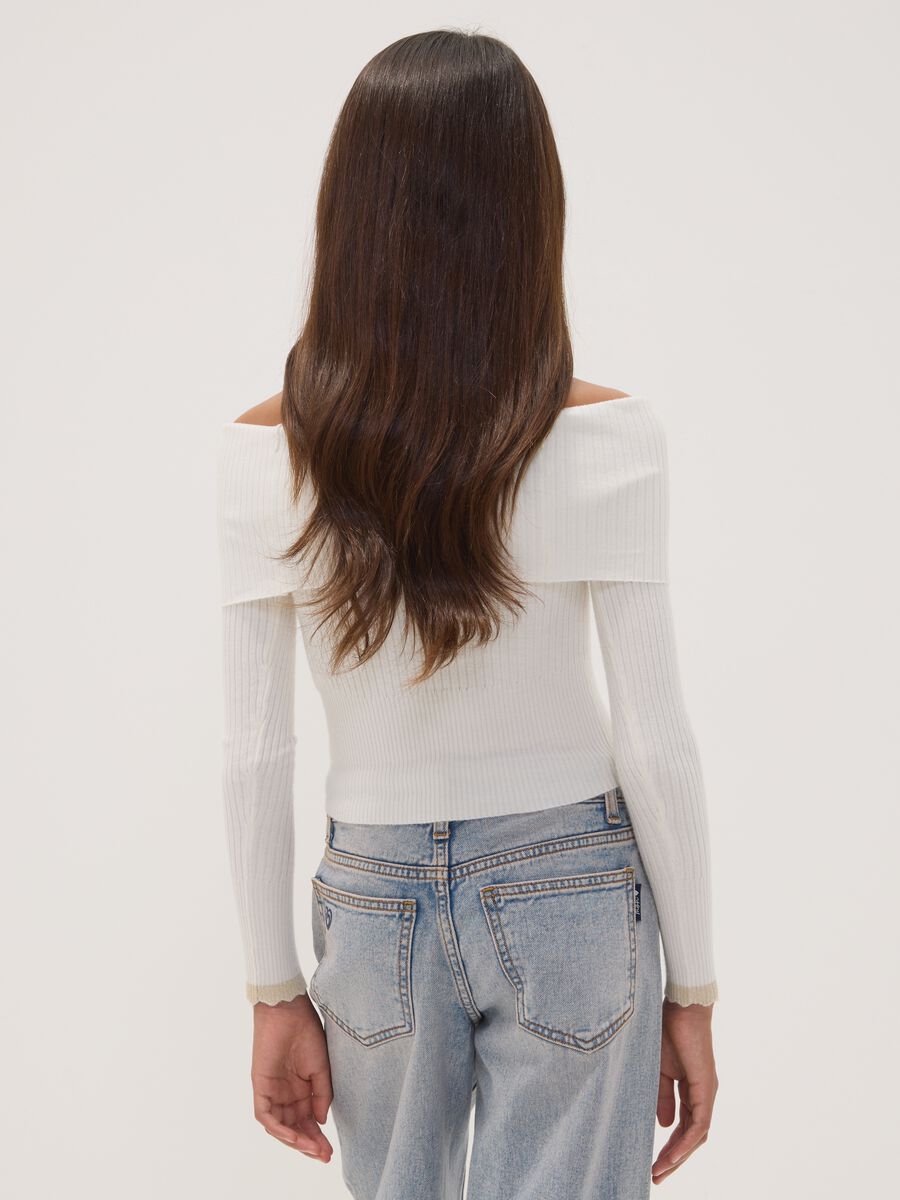 White viscose-blend fitted boat-neck top_2