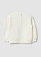 White stretch cotton sweatshirt with embroidered detail for baby girl, regular fit_1