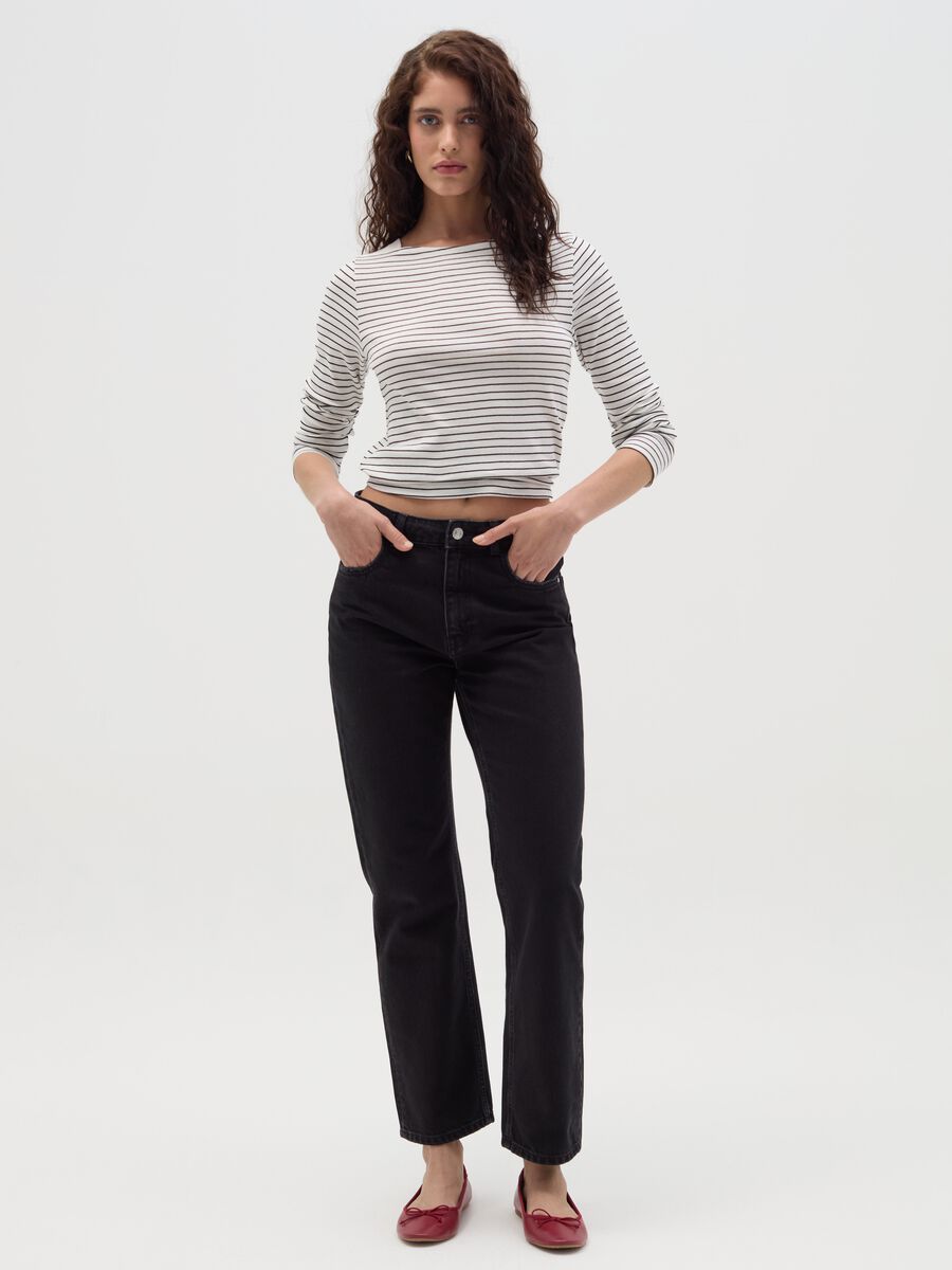 Striped T-shirt with boat neck_1