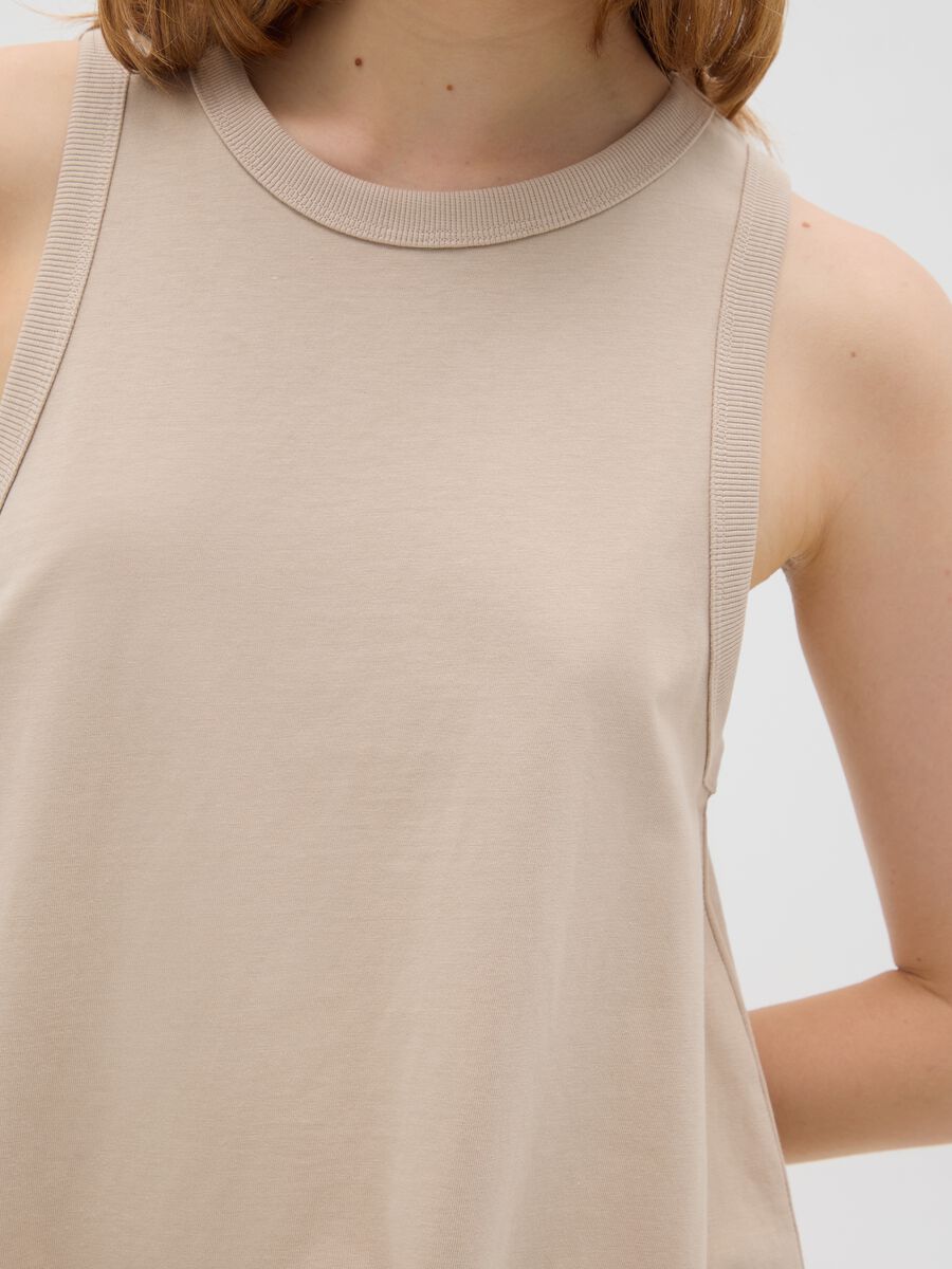 Women's dress in pure beige cotton_3