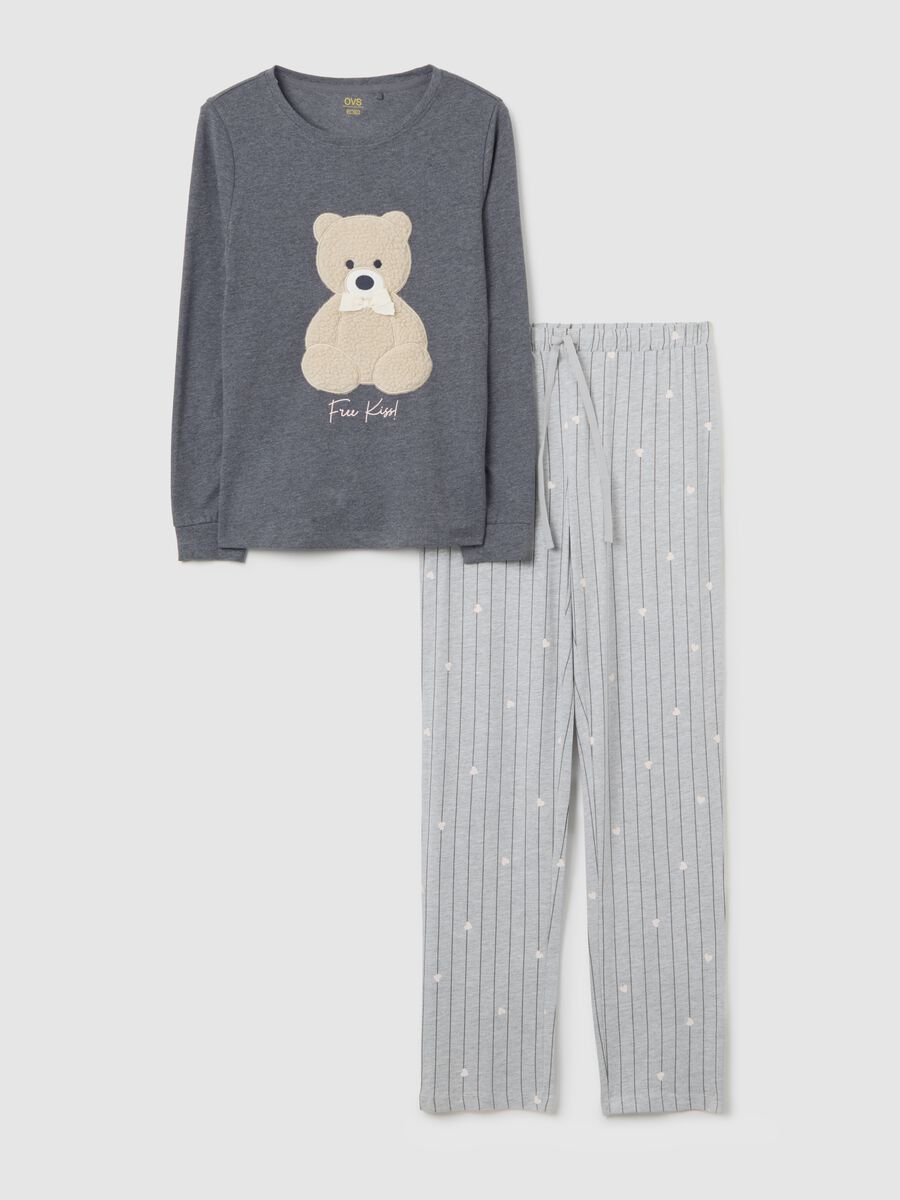 Pigiama a righe grigio regular fit con stampa_4