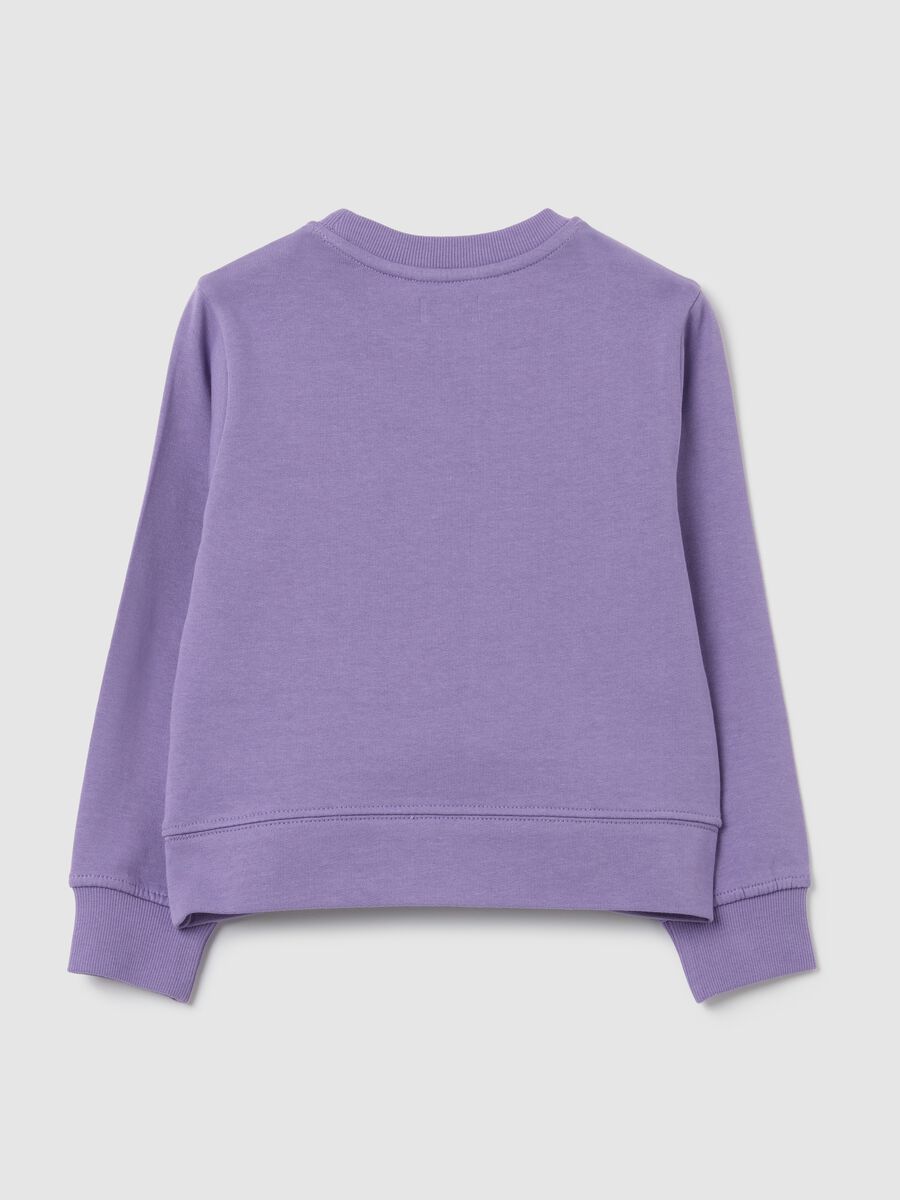 Girls' pure cotton purple sweatshirt with regular fit and rhinestones_1