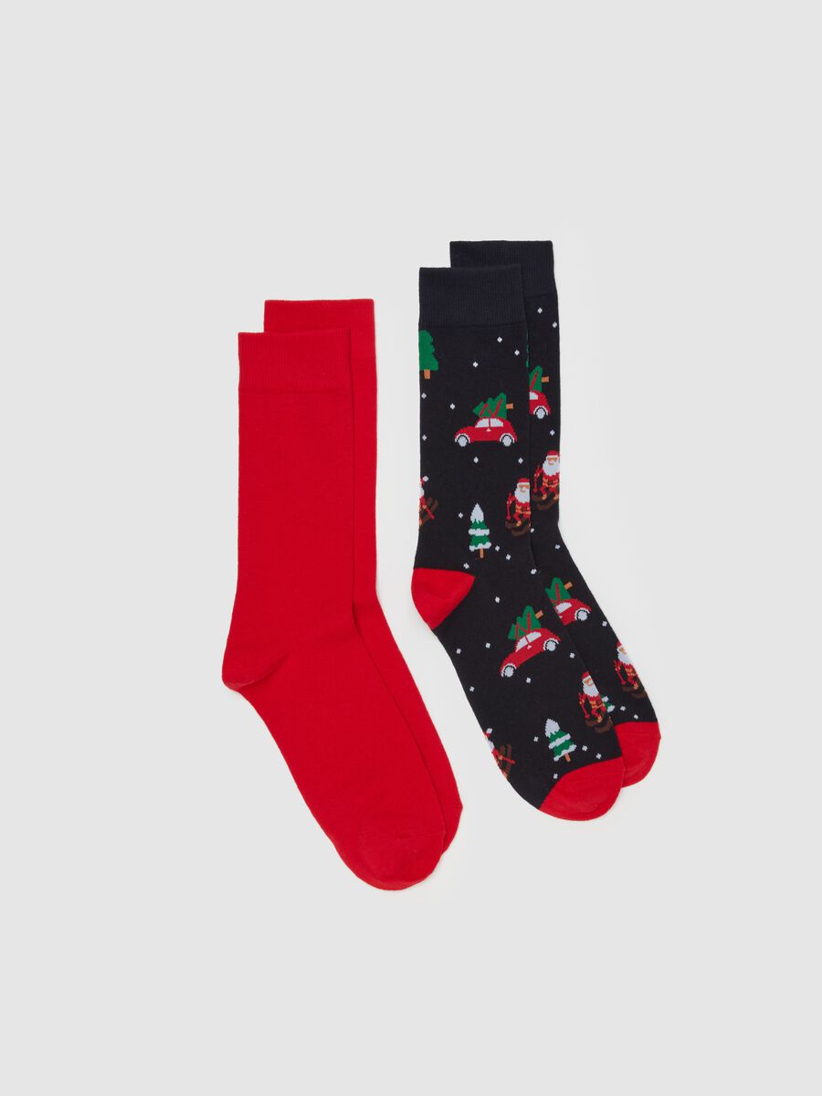 Two-pair pack socks with Father Christmas design_0