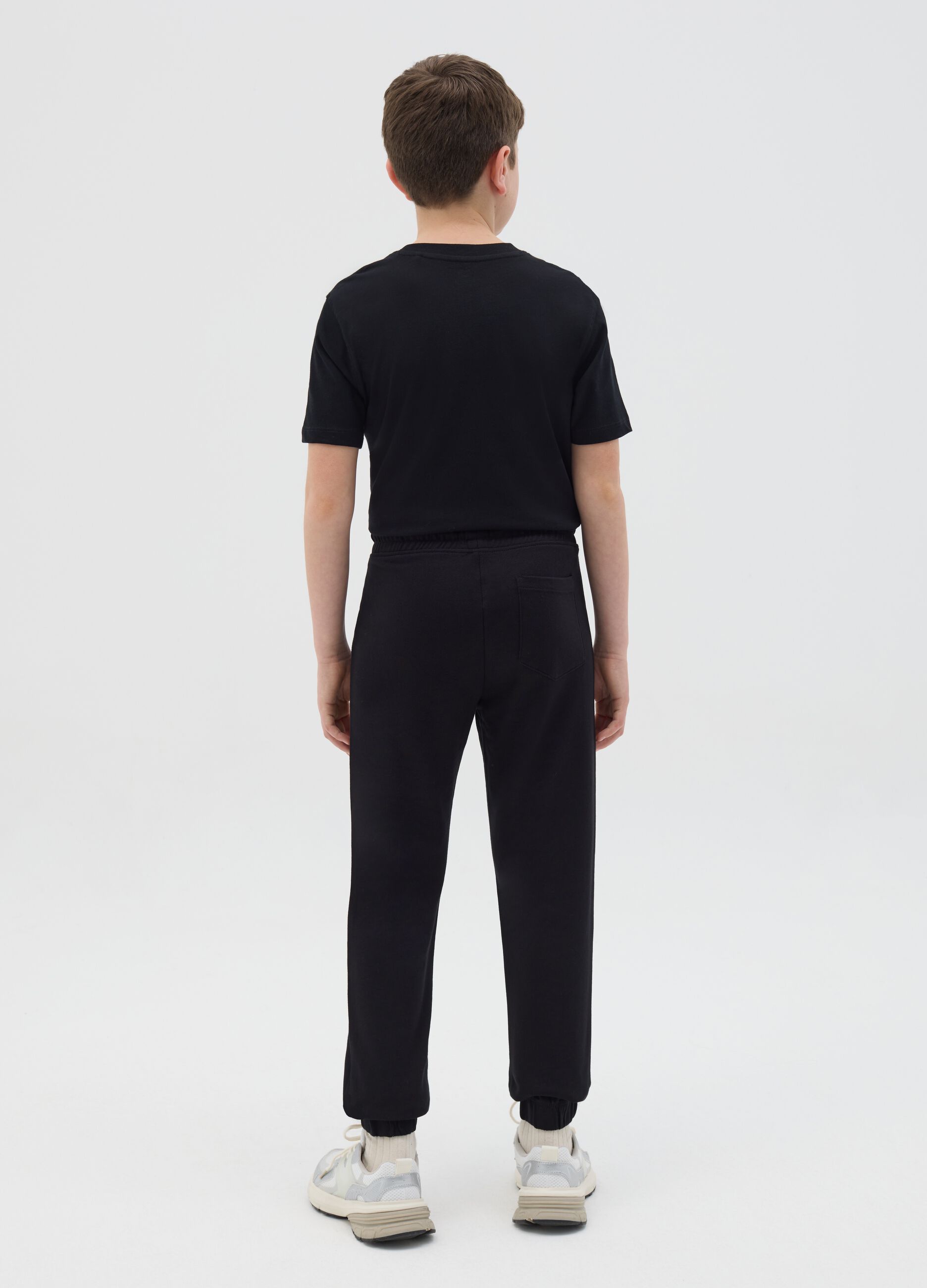 Cotton joggers with drawstring and print