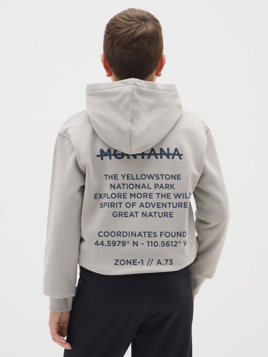 Felpa con cappuccio grigia da ragazzo in puro cotone regular fit_1