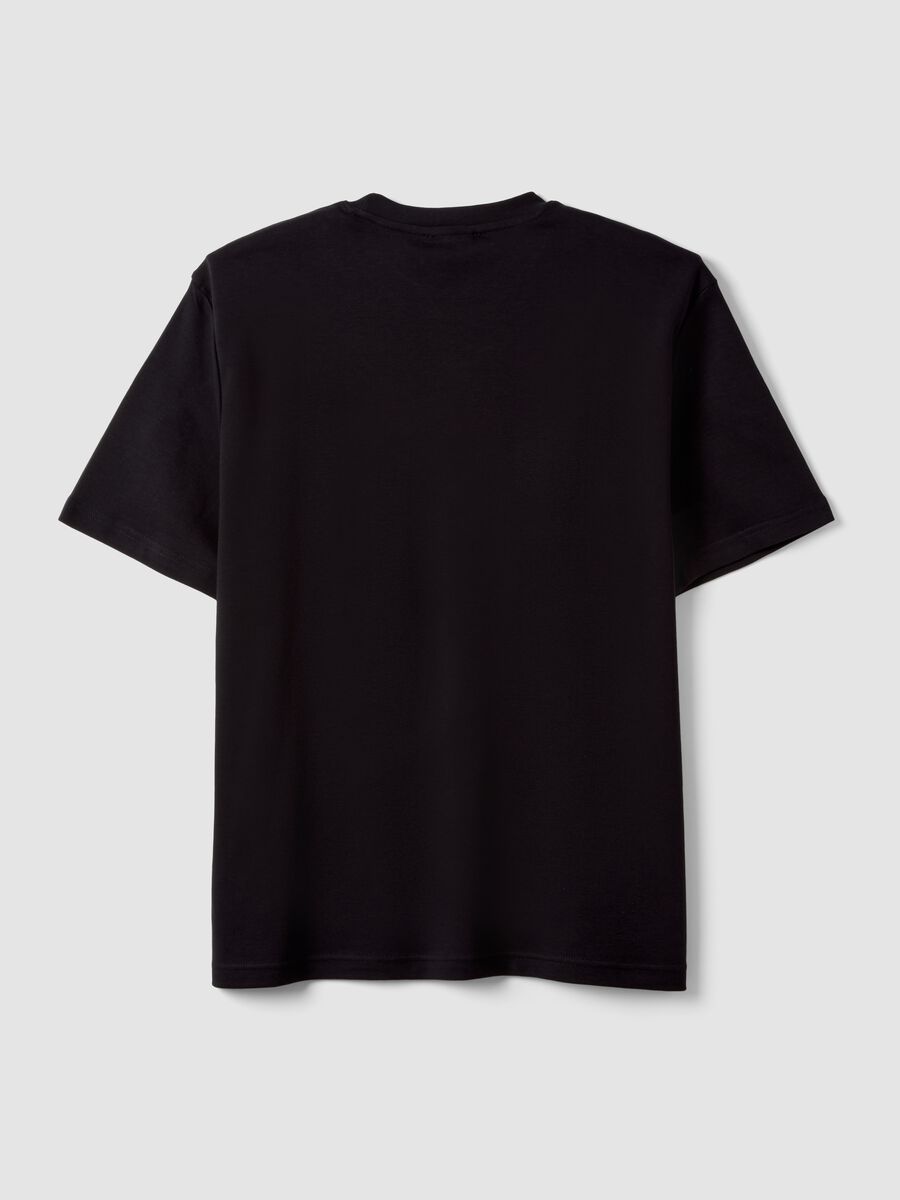 T-shirt nera in puro cotone a maniche corte regular fit_1