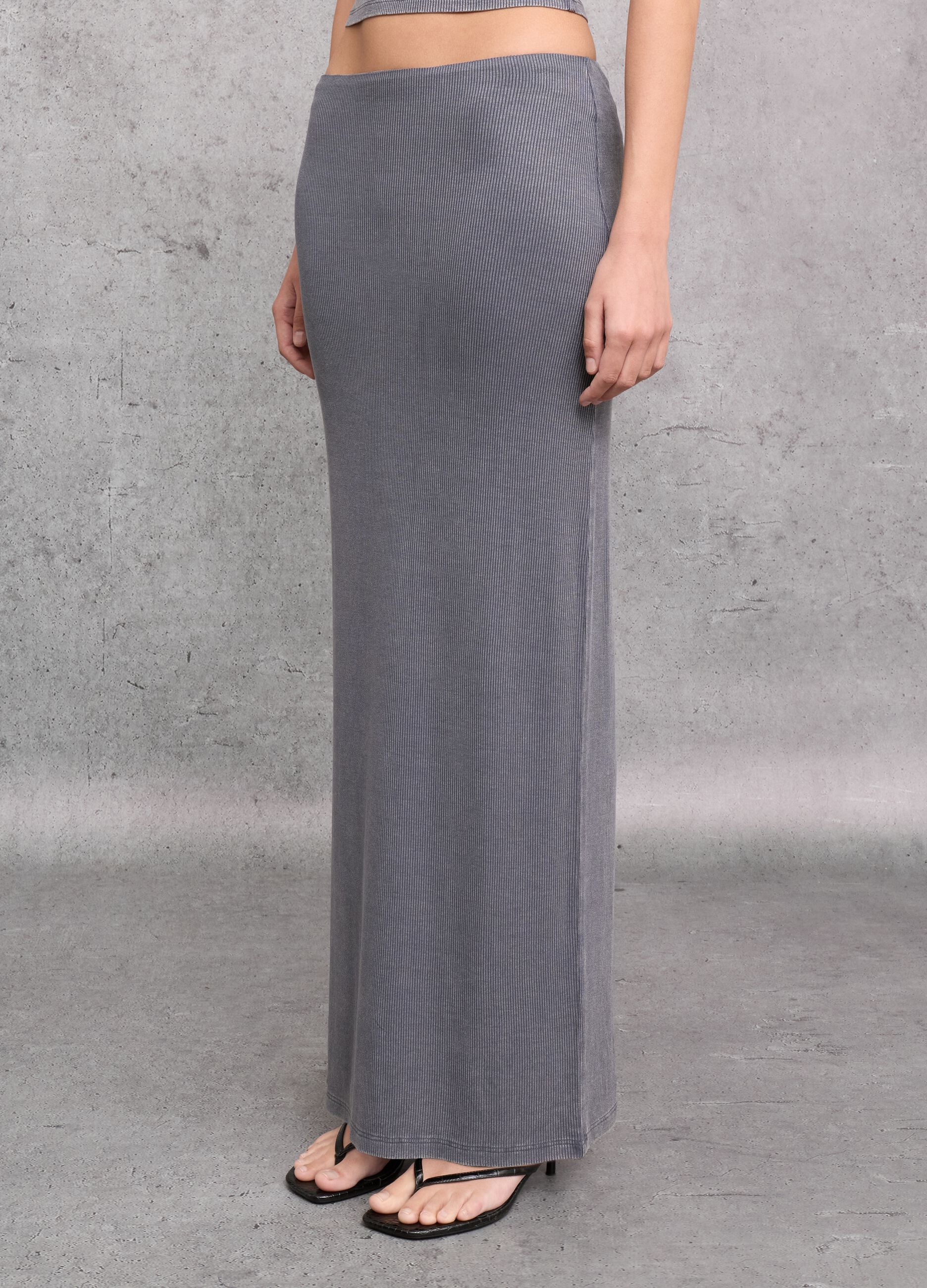 Ribbed Long Skirt Vintage Grey
